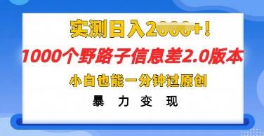 2025抖音1000个野路子信息差最新玩法,一分钟过原创,暴力变现月入几k-虚拟资料库