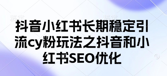 抖音小红书长期稳定引流cy粉玩法之抖音和小红书SEO优化-虚拟资料库